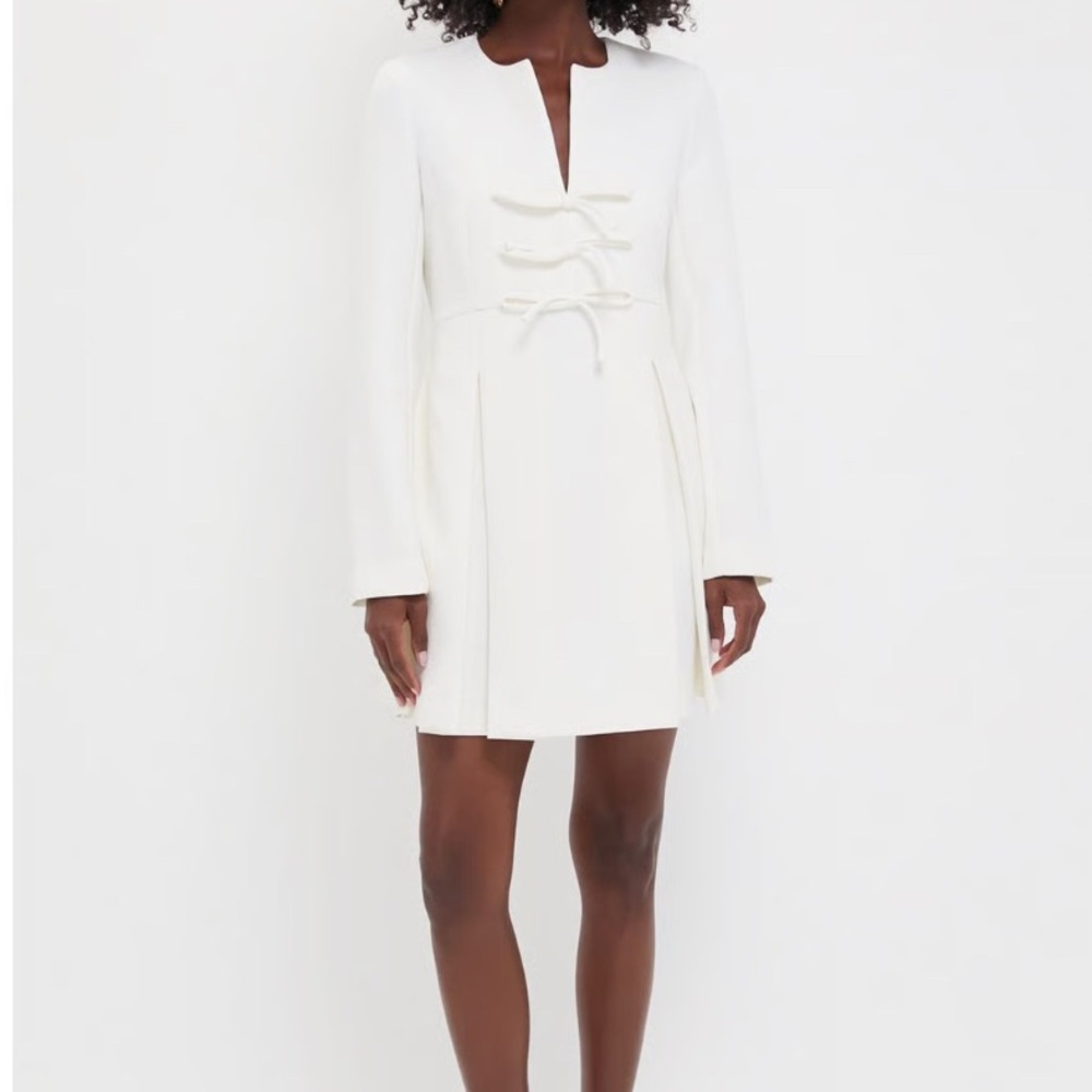 Tuckernuck White Crepe Blair Bow Coat Dress